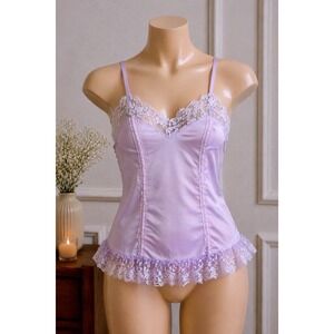 UndercoverWear Vintage Lavender Lace Trim Camisole Top Purple 0517 Made in USA M
